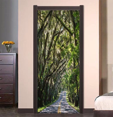 £88.83 • Buy 3D Greenness Trees Door Wall Mural Photo Wall Sticker Decal Wall AJ WALLPAPER AU