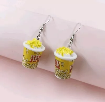 Super Cool & Unique Retro Movie Theatre Popcorn Dangle Earrings Brand New • $8