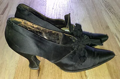 $50 • Buy Antique Victorian Edwardian Era Ladies Women Shoes Black