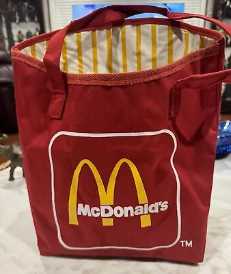 McDonald's French Fry Red Canvas Tote Bag W/ Striped Vinyl Lining 1990s Vintage • $14