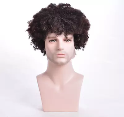Afro Kinky Curly Short Synthetic Wig Black Wig For Men Natural Looking Afro Wigs • $23.99