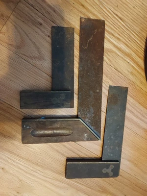 $3.75 • Buy Vintage Carpenter's Square With Brass Trim -Lot Of 3 From Estate