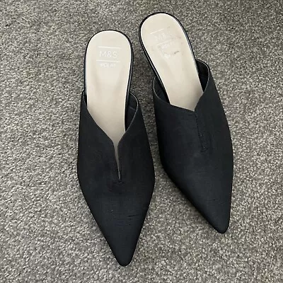 M&S Insolia Black Silk Heels 5 New • £8