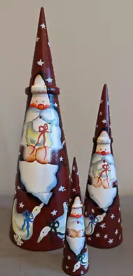 Cone Shaped Santa Claus Geese Matryoshka Nesting Set Of 3 Vintage • £21.69