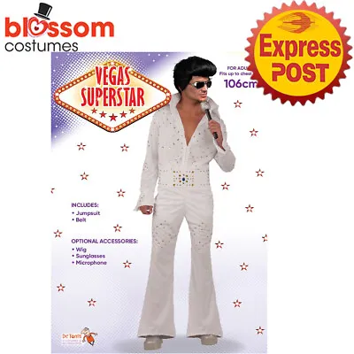 CA1896 Vegas Super Star Elvis Presley Rock & Roll 50s Mens Fancy Dress Costume • $27.61