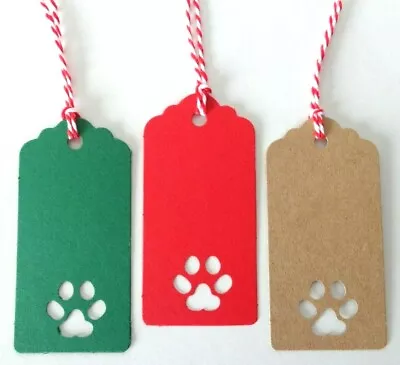 £2.49 • Buy PAW PRINT Gift Tags Recycled Kraft Card Labels 9x4cm Gift From/to Cat Dog Rabbit