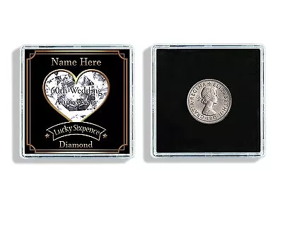 £4.99 • Buy Personalised 60th Wedding Anniversary Lucky Sixpence Keepsake & Display Case W75