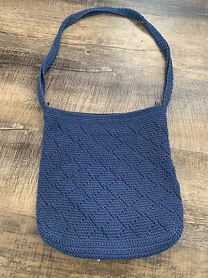 Vintage Carlo D’Santi Crocheted Shoulder Purse Aqua Blue Very Good  • $12.49