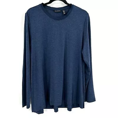 H BY HALSTON Heather Navy Blue Oversized Long Sleeve Tunic Top Shirt • $30