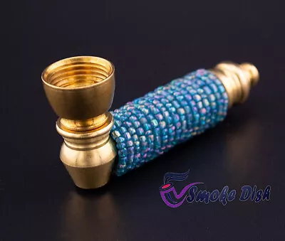 Beaded Metal Tobacco Smoking Pipe W/Free Stainless Steel Mesh Metal Pipe Screens • $10.99