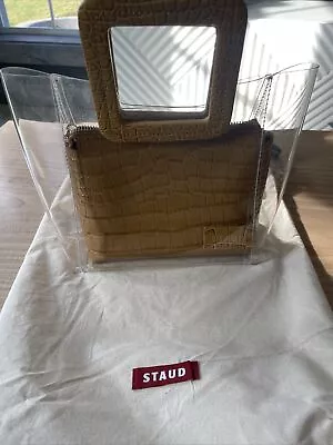 $72.25 • Buy $210 Staud Women's Brown Clear PVC Shirley Handbag Crocodile Top Handle Tote Bag