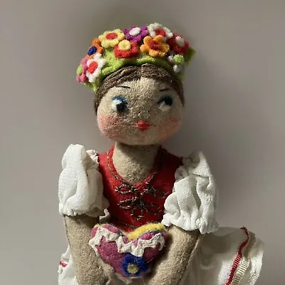Vintage MCM Mid Century Stuffed Felt Hungarian Doll Vtg Collectible 7inch ‘60s • $23.33
