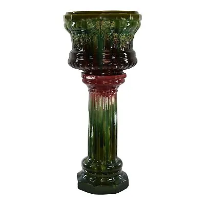 Brush McCoy Athenian 1928 Art Pottery Majolica Blended Jardiniere Pedestal 2540B • $784.03