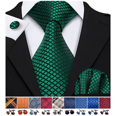 £8.39 • Buy Black Gold Paisley Silk Tie Set Mens Necktie Pocket Square Cufflinks Wedding Set