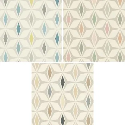 £17.99 • Buy AS Creation Geometric Diamond Pattern Wallpaper Retro 60s Motif Textured Roll