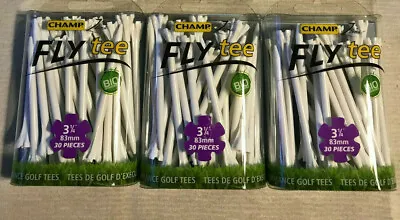 3 Packs Champ Zarma Fly 3 1/4  Zero Friction White Golf Tees 90 Tees 92541 NEW • $14.95