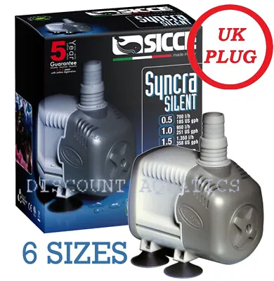 Sicce Syncra Pump Silent Aquarium Protein Skimmer Marine Fresh Water Fish Tank • £23.45