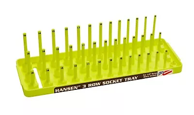 Hansen 1/4  Socket Tray Organizer Holder 3 Row Metric MM Shallow Deep Yellow • $15.99