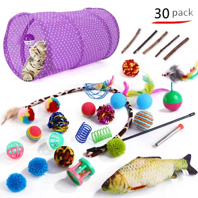 Up To 30 Items Lovely Pet Toy Bulk Buy Cat Kitten Toys Rod Fur Mice Bells Balls • $11.45
