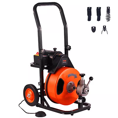 VEVOR Drain Cleaner Machine Electric Drain Auger 75  X 3/8  Auto Feed W/ Cutters • $278.99