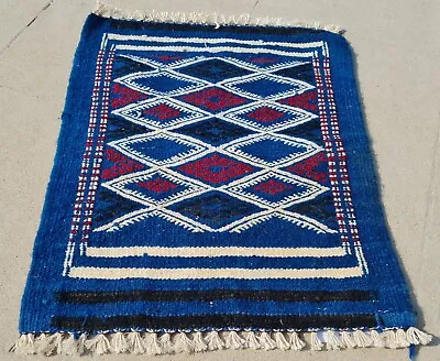 Authentic Hand Knotted Vintage Morocco Kilim Kilim Wool Area Rug 1.6 X 1.3 Ft • $24.99