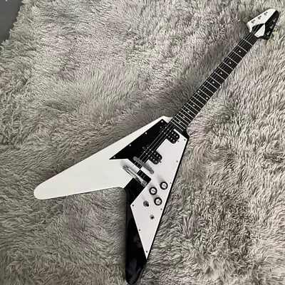 Black&White Flying V Electric Guitar Solid Body Mahogany Body Open HH Pickups • $236