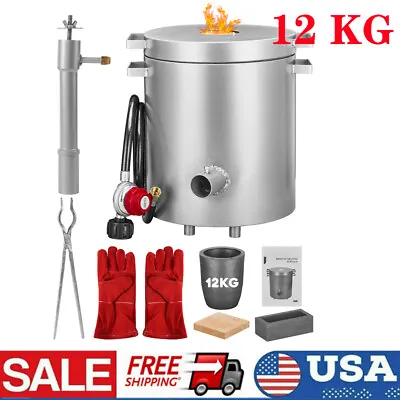 Stainless Steel 12KG Propane Melting Furnace Kit With Crucible & Tongs 2700°F • $135.83