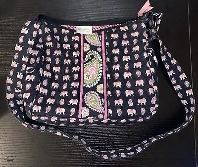 VERA BRADLEY Pink Elephants Quilted Paisley Shoulder Bag Handbag Purse 2007 Mint • $19.99