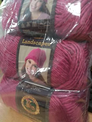 Lion Brand Landscapes Aran Yarn Shade Rose 3x100g Balls Pack  NEW • £30