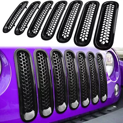 Black Front Grill Mesh Grille Insert Kit For Jeep Wrangler JK 2007-2018 • $38.99