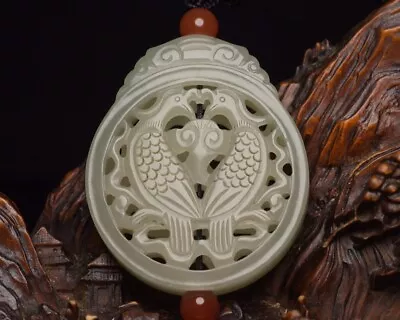 2024 New Fashionable Mutton Fat Hand Carved Hetian Jade Sache Pendant • $109