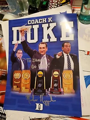 Mike Krzyzewski Coach K Autographed Photo Duke Blue Devils 8.5x11 “Go Duke”...  • $75