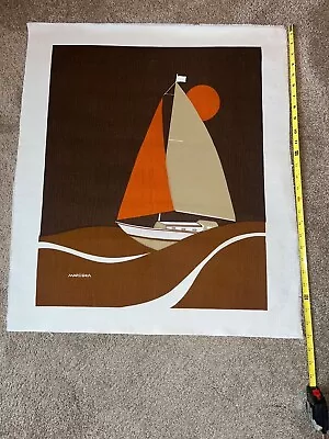 VIntage Marushka Rare Sailboat At Night Moon Print 27H X 23W VERY VERY NICE • $45