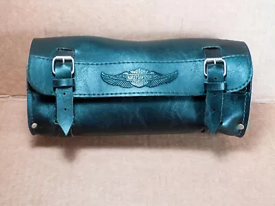 Vtg Harley Davidson Handle Bar Windshield Tool Bag Leather Winged Logo 10 1/2  • $42