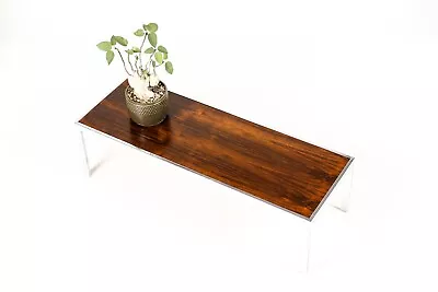 Danish Modern / Mid Century Coffee Table — Milo Baughman — Rosewood + Chrome • $2415