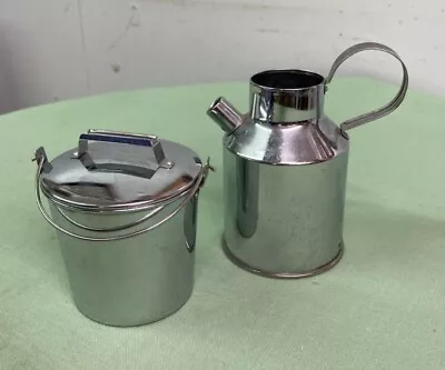 VTG Aluminum Creamer Can & Sugar Bucket Good Condition 4.5  Tall • $0.99