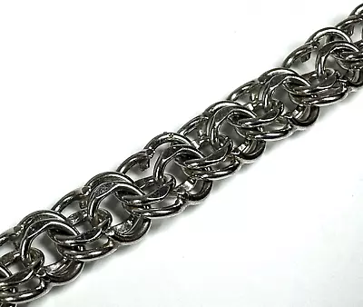 Vintage 1960s American Sterling Silver 7.5  Double Loop 8mm Charm Bracelet 22.1g • $54.99