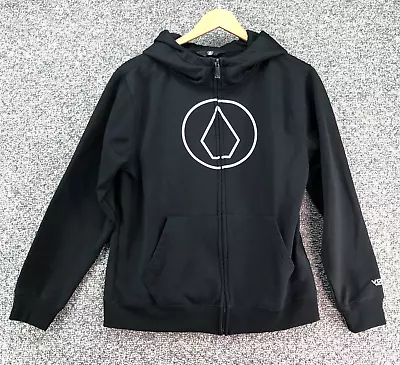 Volcom Hoodie Black Kids Boys Sz L 14YR OLD Fleece Lined Full Zip • $4