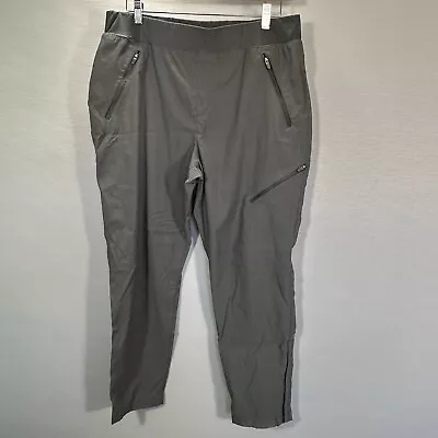 Eddie Bauer Pants Womens 16 First Ascent Gray Nylon Stretch Pull On Zip Pockets • $19.99