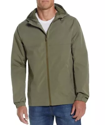 WP Weatherproof Hooded Full Zip Rain Slicker Sport Jacket Raincoat Green Med NEW • $24.95