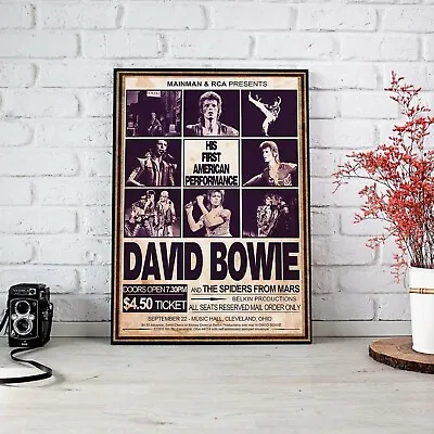 $22.95 • Buy David Bowie 1972 His First USA Concert Art Poster Wall Art No Frame