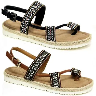 Womens Ladies Wedge Summer Beach Fashion Strappy Comfort Sandals Shoes Sizes  • £6.95