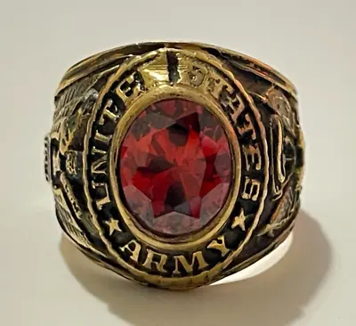 Vintage Ring UNITED STATES ARMY RED Stone Vietnam War Era • $30.99