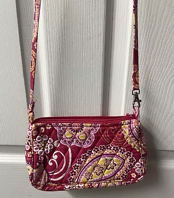 Vera Bradley Raspberry Fizz Small  Shoulder Bag Purse Handbag Quilted Zipper • $12.95
