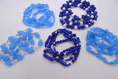 5 Blue Costume Jewelry Necklaces 14  16  20  Largest Bead Measures 10.44mm • $13.99