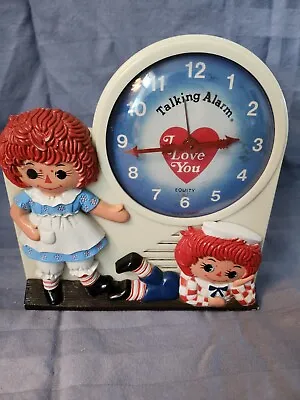 Working Raggedy Ann Andy Wind-Up Talking Alarm Clock Tics & Talks. • $98.99