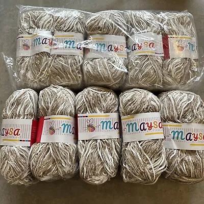 Maysa Beige Velvet And White Tape Aran Knitting Yarn 900g Approx • £10.99