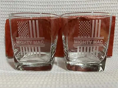 Mackinac Bridge-MI. “MIGHTY MAC”Etched Cocktail Glass/Drinking Tumbler Set-Qty.2 • $18