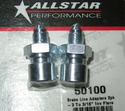 AllStar Steel Brake Line Adapter -3 AN To 3/16  Inverted Flare 2pk ALL50100 • $12.92