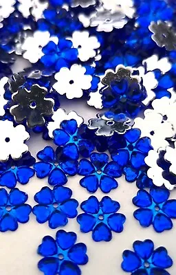 80 / 100 /150 X 20mm 10mm Rhinestones Flower Flat Back Acrylic Gems Sewing Beads • £2.99